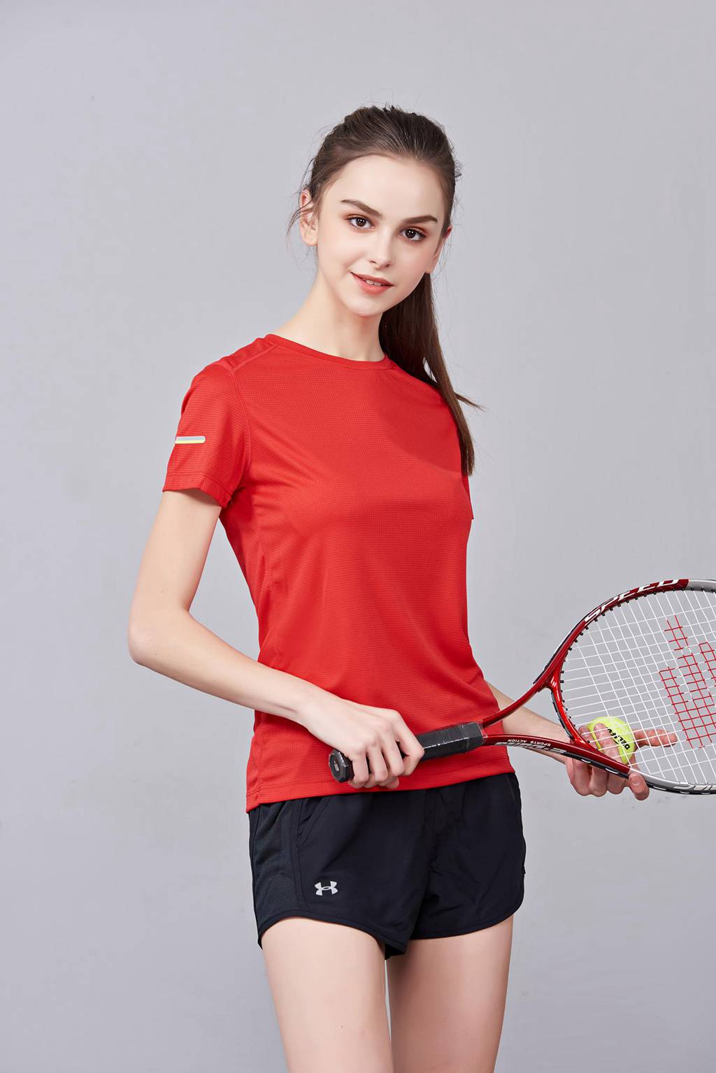 超彈力純色上衣 夏季男女裝T恤文化衫紅色 【圓領(lǐng)】