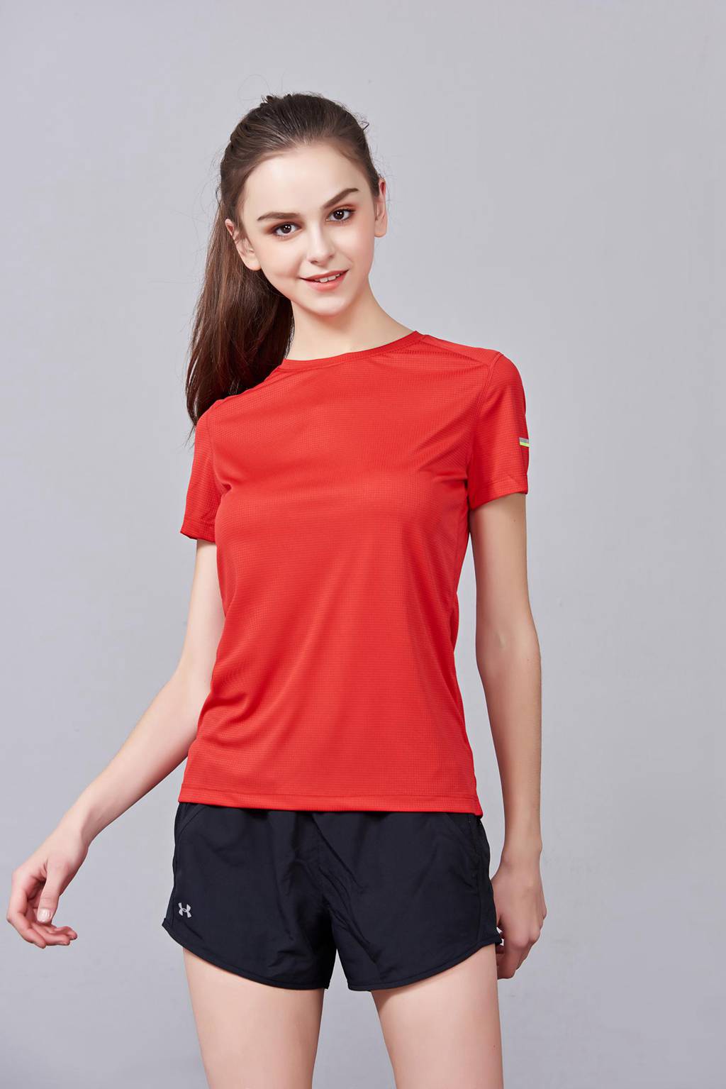 超彈力純色上衣 夏季男女裝T恤文化衫紅色 【圓領(lǐng)】