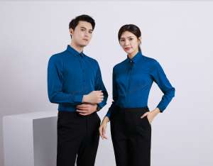 襯衫定制 時(shí)尚襯衫男女士春季 寶藍(lán)色