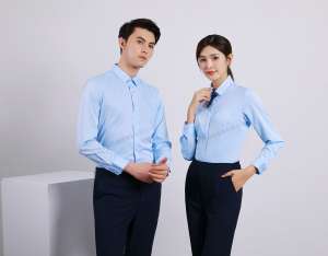 襯衫定制 時(shí)尚襯衫男女士春季 天藍(lán)色